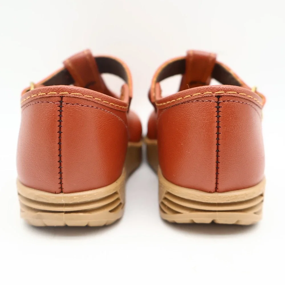 Candy Kids T-Strap Shoes Toddler 7 Vintage Brown Faux Leather USA Deadstock